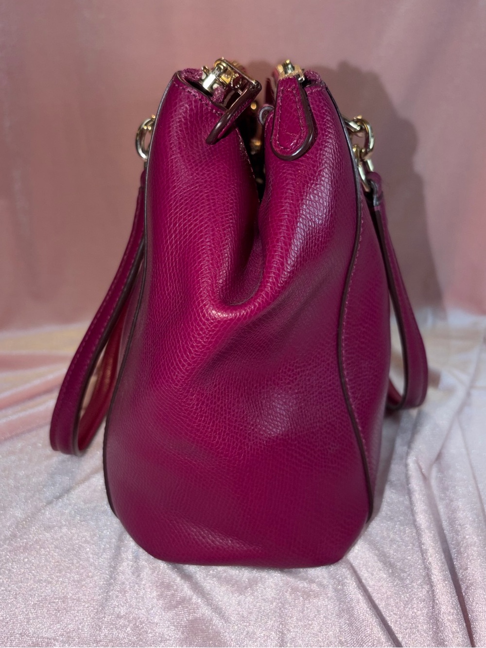 Coach Christie Mini Carryall Crossbody Satchel | Magenta Crossgrain Leather - Picture 5 of 8